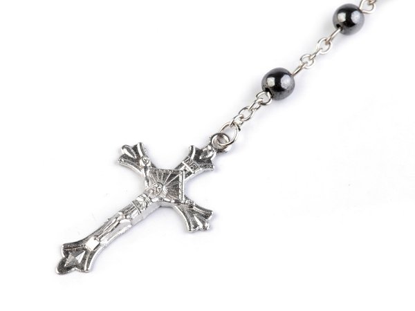 Růženec korálky voskované, hematit