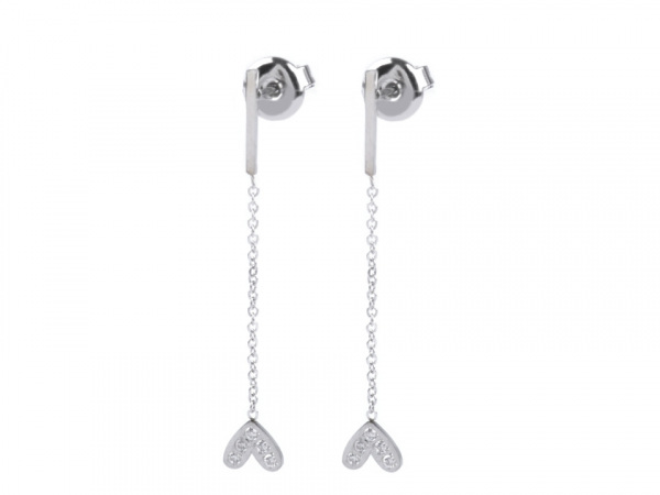 Náušnice z nerezové oceli srdce s kamínky