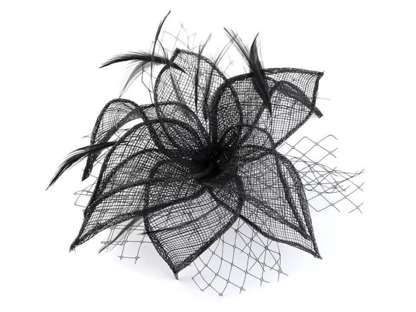 Fascinátor / brož květ s peřím