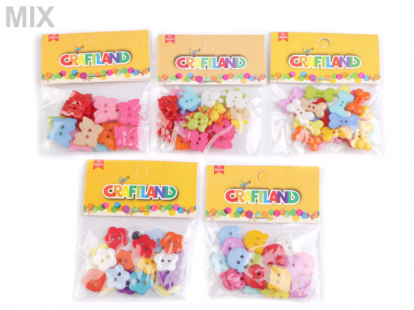 Knoflíky motýl, medvěd, květ, kost, šnek