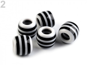 Plastové korálky s proužkem s velkým průvlekem 10x12 mm
