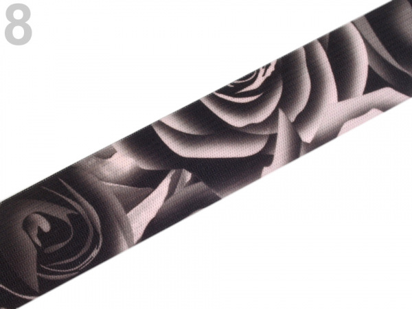 Pruženka šíře 27 mm s potiskem růže