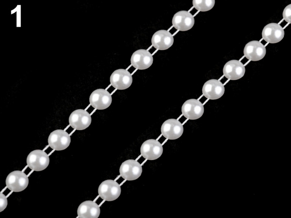 Perlový řetěz - půlperle Ø6 mm vánoční