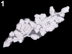 Monofilová aplikace / vsadka 8,3x23,5 cm s flitry a perlami