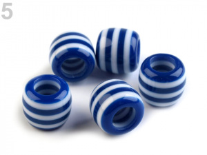 Plastové korálky s proužkem s velkým průvlekem 10x12 mm