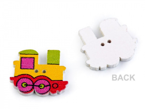 Dřevěný dekorační knoflík lokomotiva