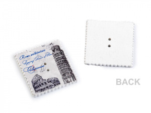 Dřevěný dekorační knoflík poštovní známka