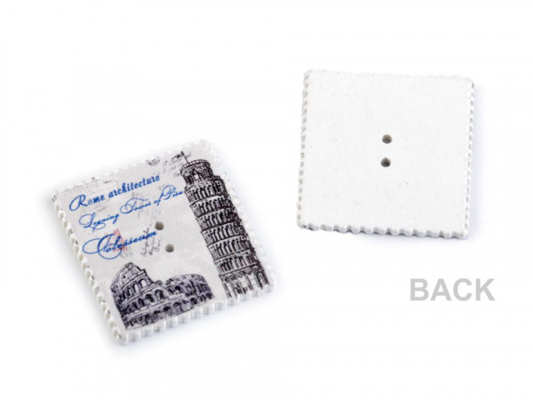 Dřevěný dekorační knoflík poštovní známka