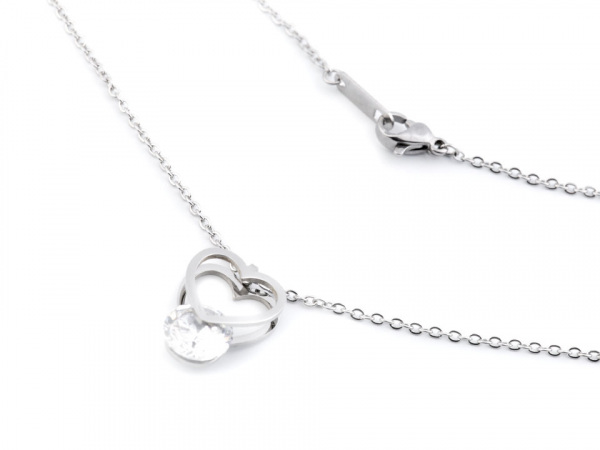 Náhrdelník srdce s kamínkem z nerezové oceli