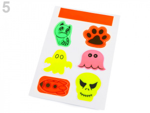 Reflexní samolepka kočka, tlapka, strašidýlko, lebka, Halloween sada 7 ks