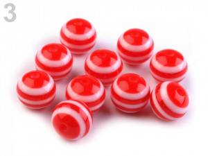Plastové korálky s proužkem Ø10 mm