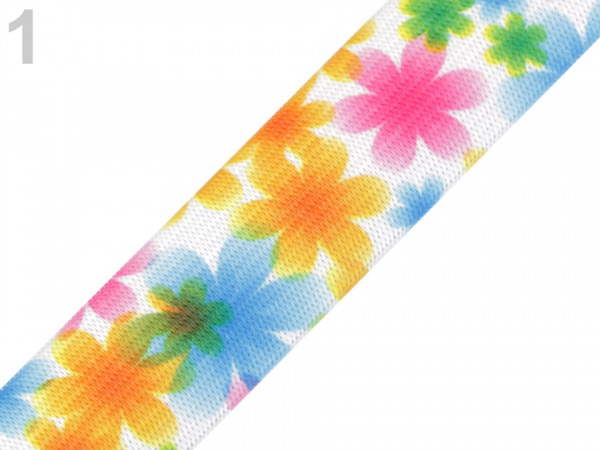 Pruženka s potiskem v různých dezénech šíře 25 mm