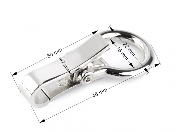 Kovová karabina / zapínání průvlek 15 mm