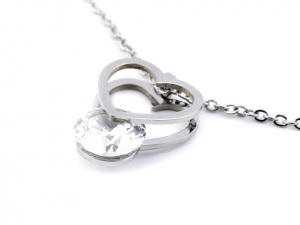 Náhrdelník srdce s kamínkem z nerezové oceli