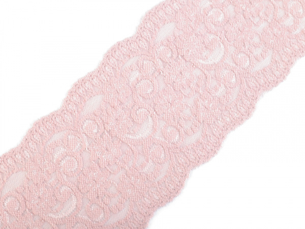 Elastická krajka / vsadka šíře 10 cm pudrová barva