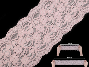 Elastická krajka / vsadka šíře 10 cm pudrová barva