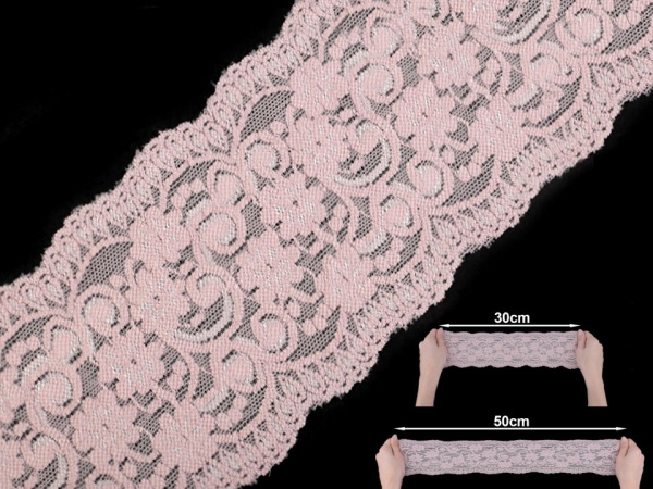 Elastická krajka / vsadka šíře 10 cm pudrová barva