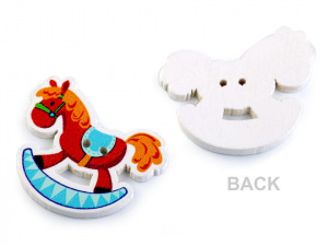 Dřevěný dekorační knoflík houpací koník
