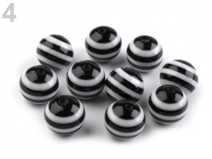 Plastové korálky s proužkem Ø10 mm