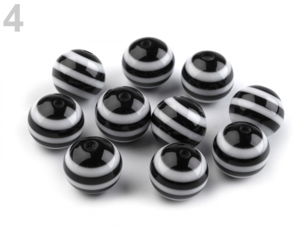 Plastové korálky s proužkem Ø10 mm