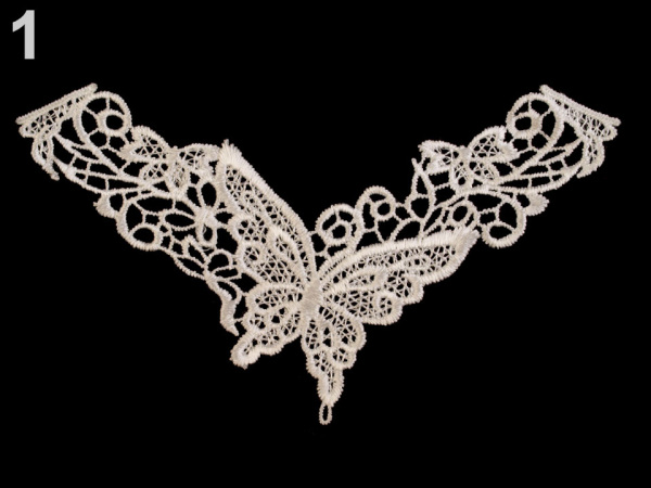 Krajková aplikace / vsadka na košilky motýl, růže