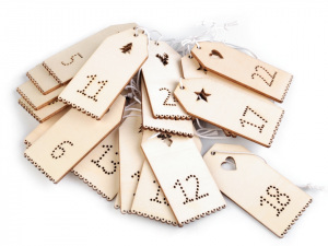 Dřevěná dekorace adventní kalendář 37x79 mm