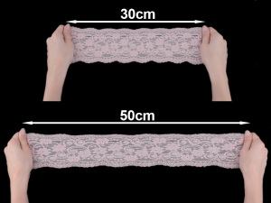 Elastická krajka / vsadka šíře 10 cm pudrová barva