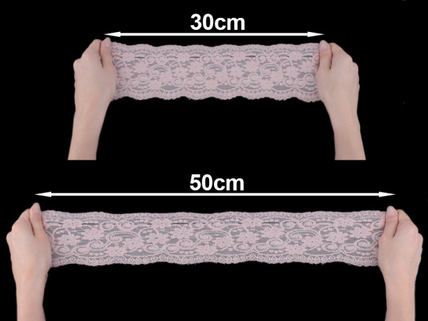 Elastická krajka / vsadka šíře 10 cm pudrová barva