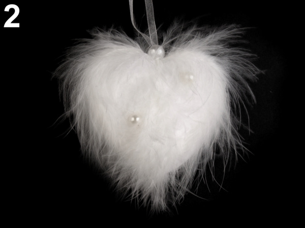 Svatební peříčkové srdce s perlami