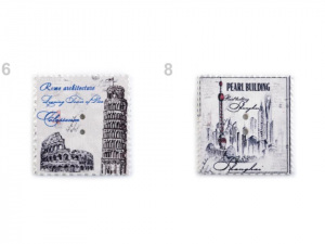 Dřevěný dekorační knoflík poštovní známka