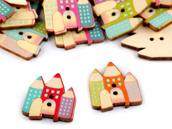 Dřevěný dekorační knoflík pastelky