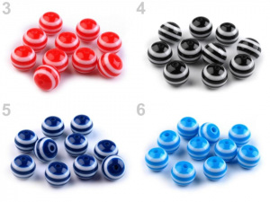 Plastové korálky s proužkem Ø10 mm