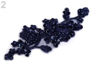 Monofilová aplikace / vsadka 8,3x23,5 cm s flitry a perlami