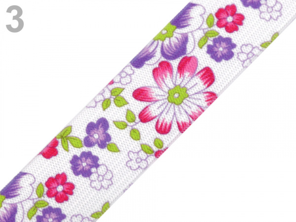 Pruženka s potiskem v různých dezénech šíře 25 mm