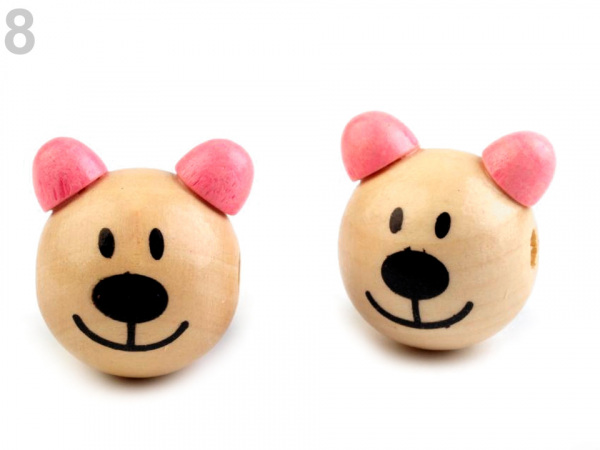 Dřevěná hlava medvídek Ø24 mm