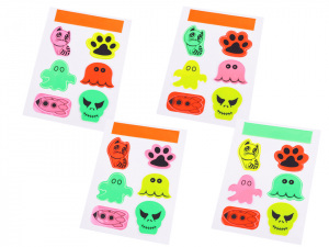 Reflexní samolepka kočka, tlapka, strašidýlko, lebka, Halloween sada 7 ks