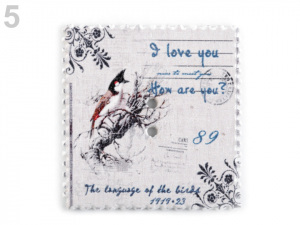 Dřevěný dekorační knoflík poštovní známka