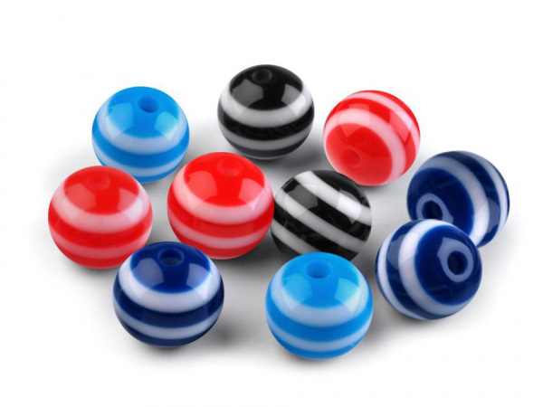 Plastové korálky s proužkem Ø10 mm