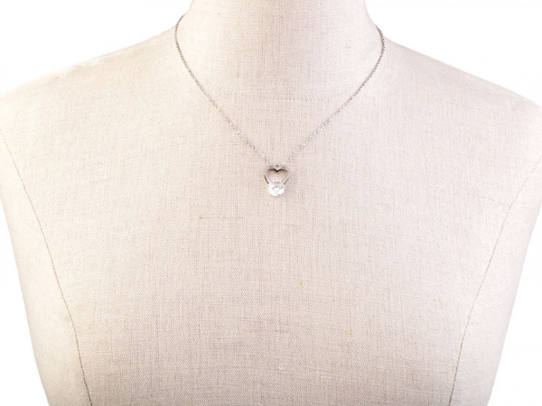 Náhrdelník srdce s kamínkem z nerezové oceli