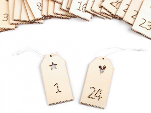 Dřevěná dekorace adventní kalendář 37x79 mm