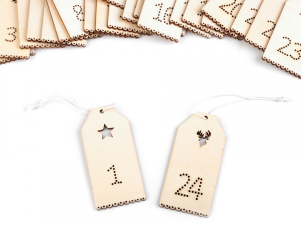 Dřevěná dekorace adventní kalendář 37x79 mm