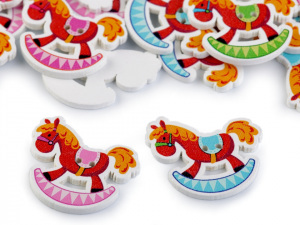 Dřevěný dekorační knoflík houpací koník