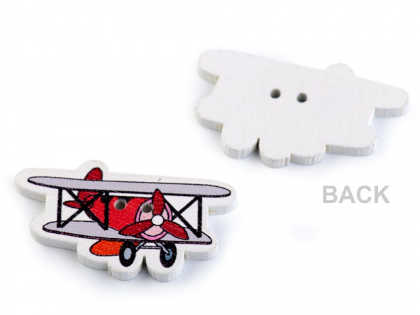 Dřevěný dekorační knoflík letadlo