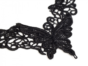 Krajková aplikace / vsadka na košilky motýl, růže