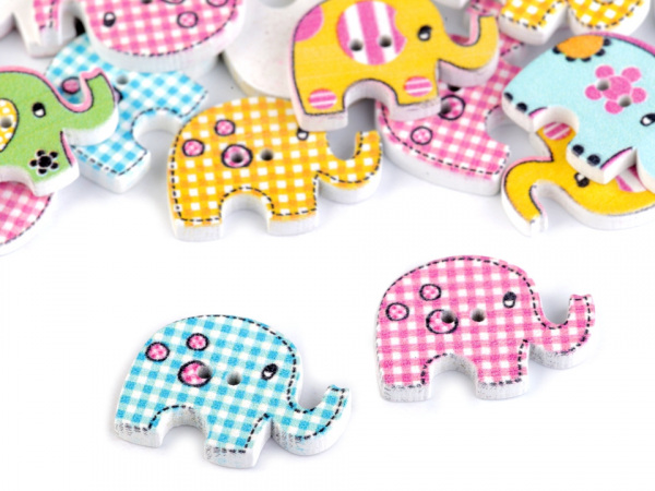 Dřevěný dekorační knoflík slon