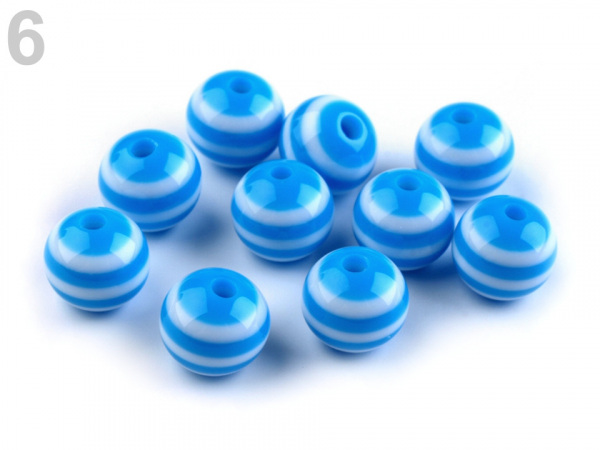 Plastové korálky s proužkem Ø10 mm