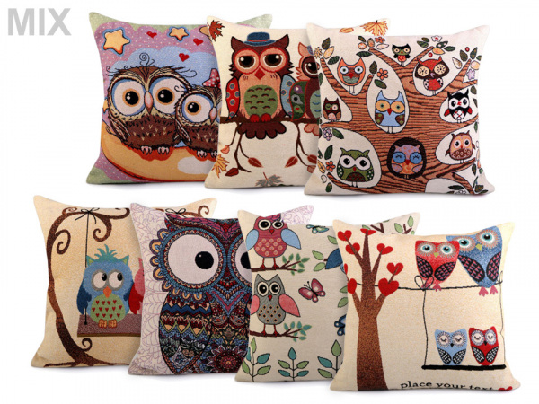 Povlak na polštář sovy 44x44 cm