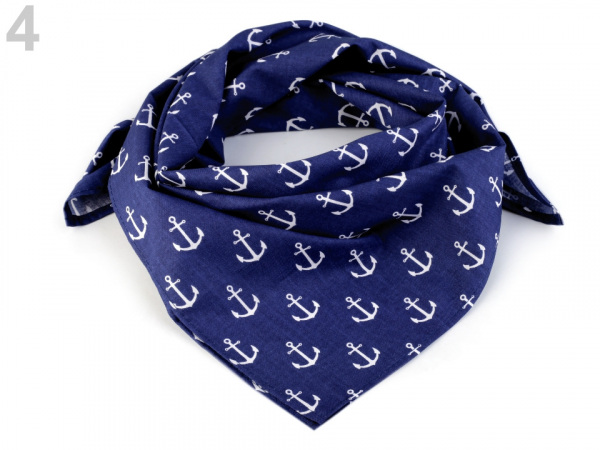 Bavlněný šátek s kotvami 65x65 cm