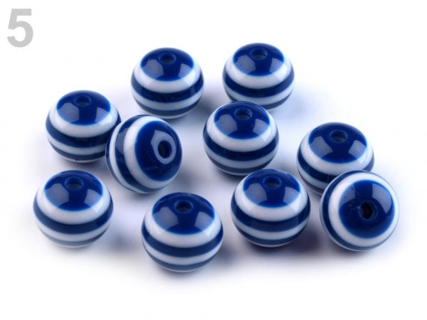 Plastové korálky s proužkem Ø10 mm