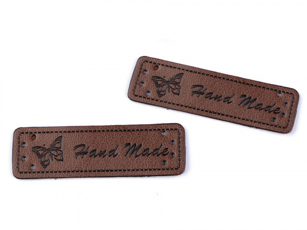Eko kůže cedulka / ozdoba / nášivka Handmade 15x50 mm